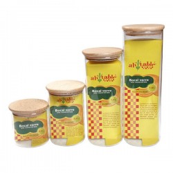 Bocal verre couvercle bois 0,5 L
